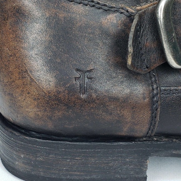 Frye Veronica Short Distressed Brown Leather Moto Boots Size 7.5 Excellent - Picture 6 of 14